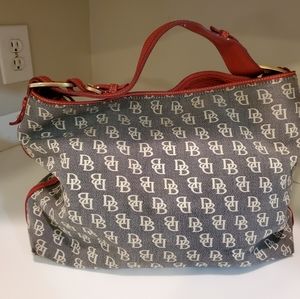 Dooney & Bourke Tote Red/Gray Coated Canvas Hobo